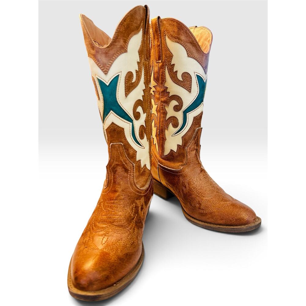 Matisse Stampede 2 Western Cowboy Boots Brown Turquoise Women’s 8.5 - Picture 16 of 16